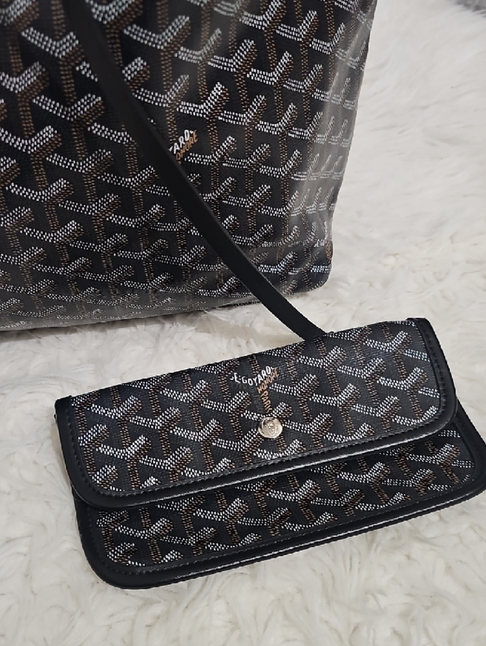Goyard Black Patterned Tote Bag with Pouch Pre-owned - Picture 3 of 16